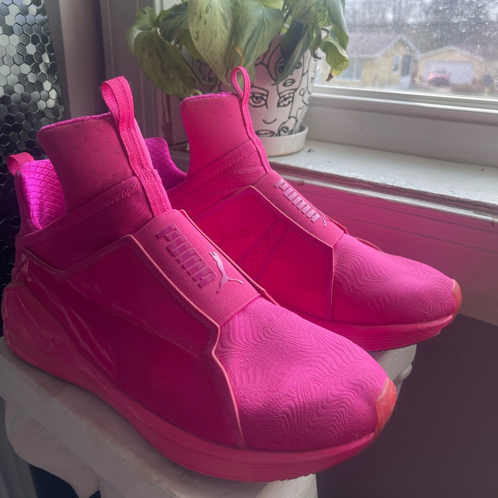 Bright pink puma shoes size 9